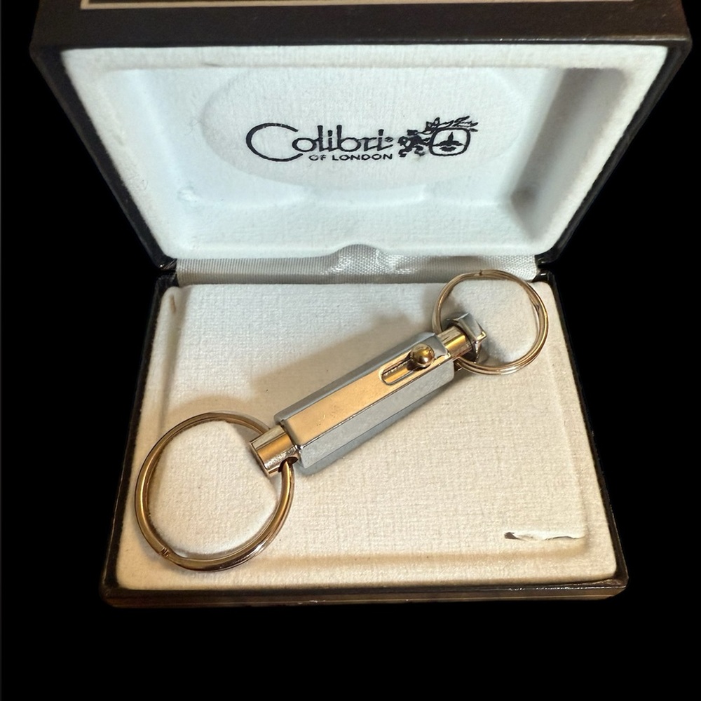 Vintage Stainless Steel Two Tone Key Chain, Removable Ring, Colibri, Luxury